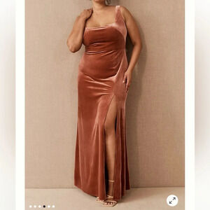 NWT Jenny Yoo Velvet Maxi Dress English Rose Size 24